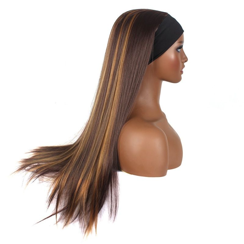 Headband Wig Women's Wig Fashionable Women's Wig Gradient Color Long Straight Wig Made of Heat-Resistant Synthetic Fiber Suitable for Women Wear Perfect Holiday Gift