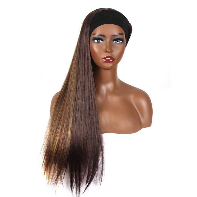 Headband Wig Women's Wig Fashionable Women's Wig Gradient Color Long Straight Wig Made of Heat-Resistant Synthetic Fiber Suitable for Women Wear Perfect Holiday Gift