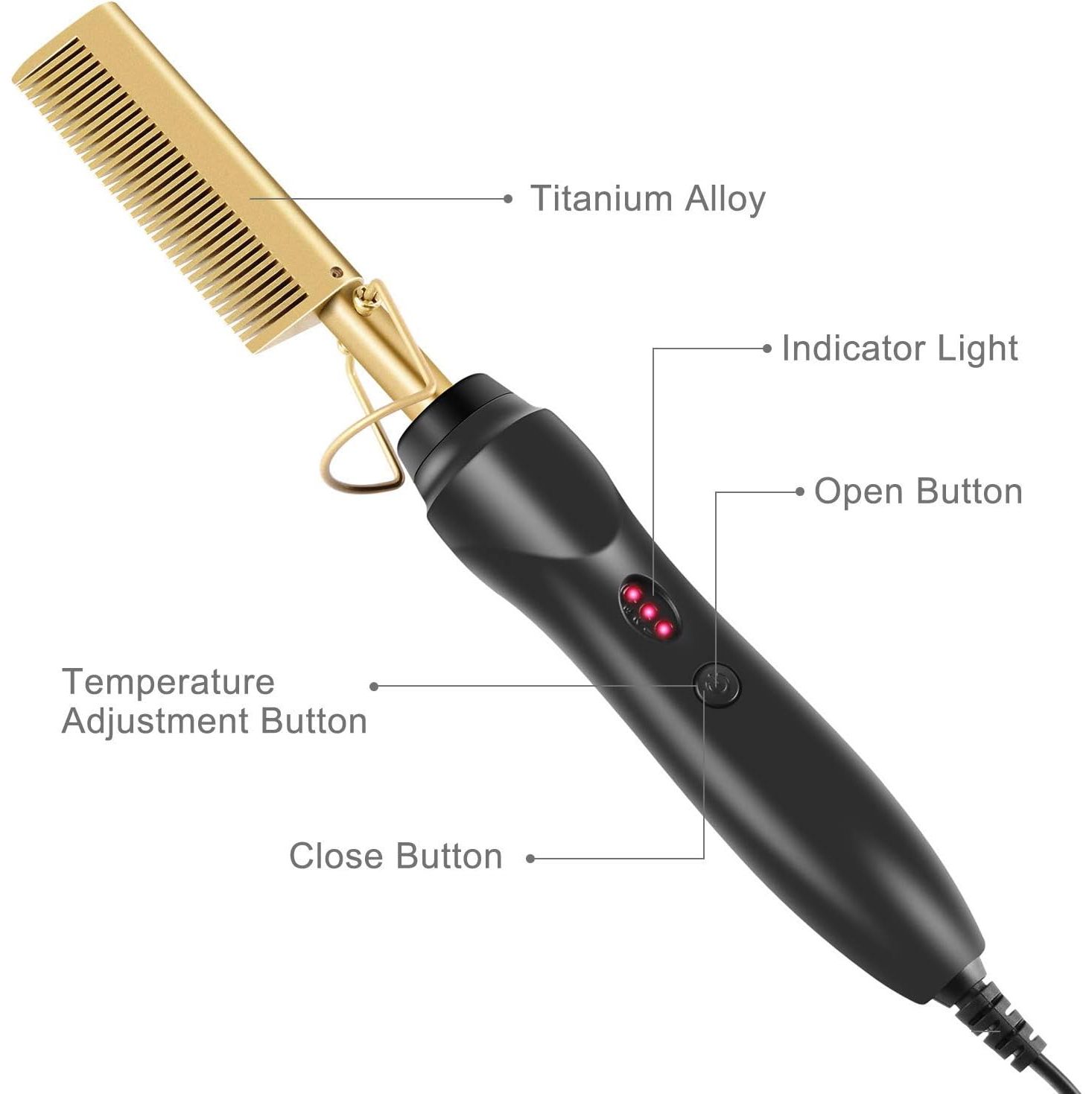 【Promotion】Electric Straightening Comb with Anti-Scald Pressing - Portable Heated Curling Iron for Wet and Dry Hair Styling, for Men and Women
