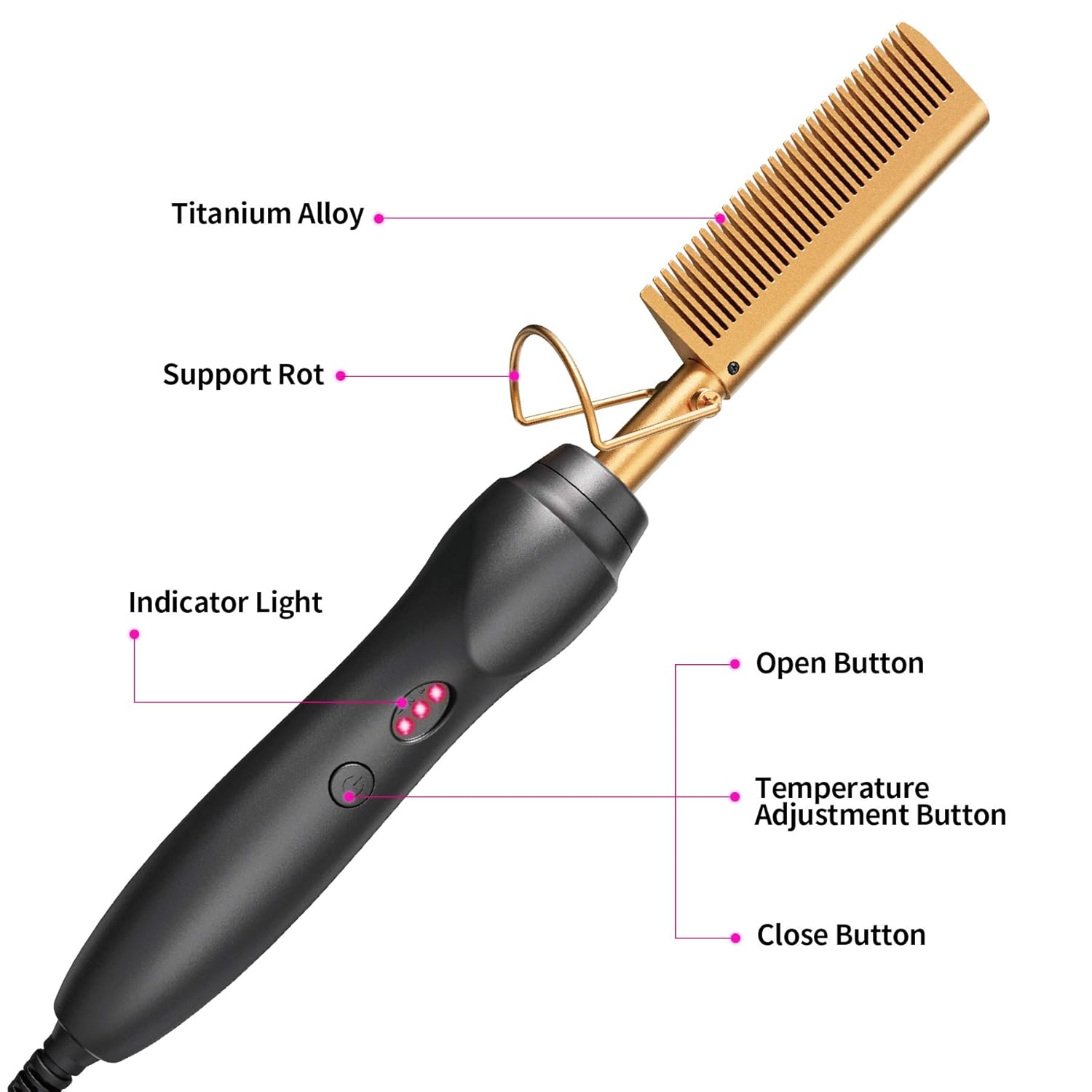 【Promotion】Electric Straightening Comb with Anti-Scald Pressing - Portable Heated Curling Iron for Wet and Dry Hair Styling, for Men and Women