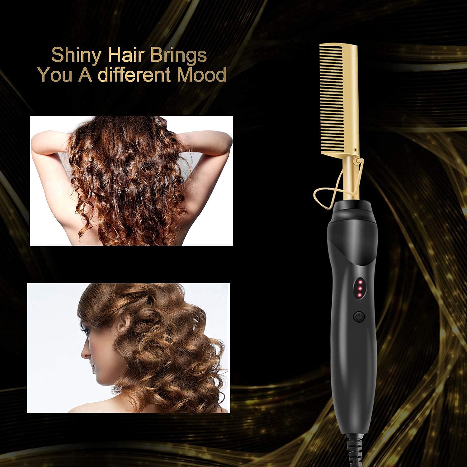 【Promotion】Electric Straightening Comb with Anti-Scald Pressing - Portable Heated Curling Iron for Wet and Dry Hair Styling, for Men and Women