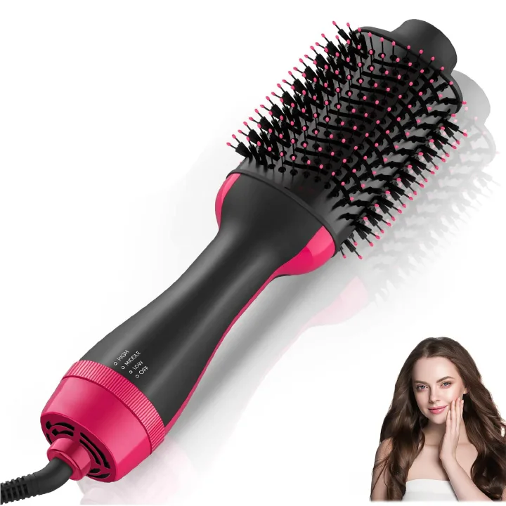 【Promotion】Hair Dryer Blow Dryer Brush, Hair Dryer and Styler Volumizer, Hot Air Brush for Straightening, Curling, Drying, Salon, One Step Styling Tools Pink