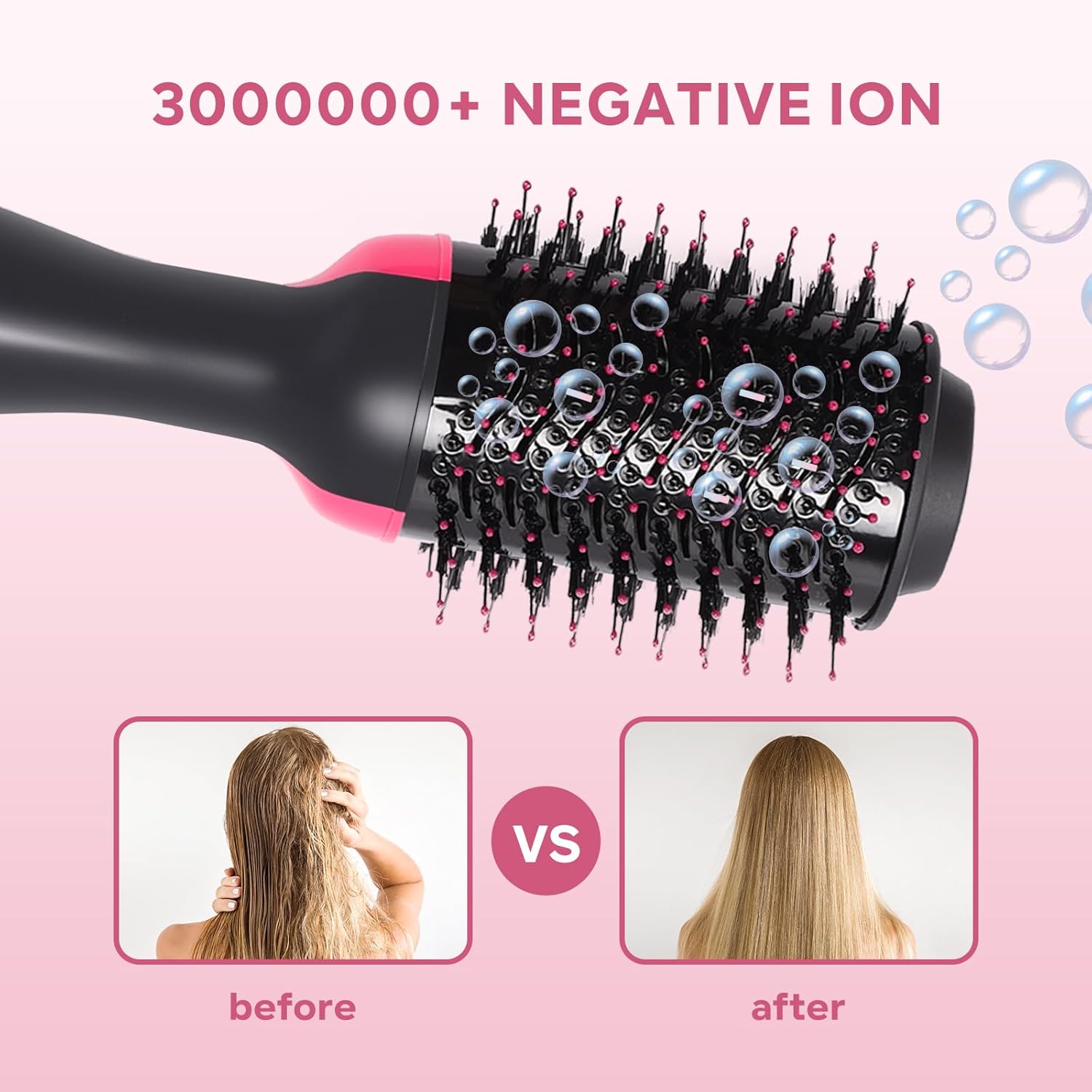 【Promotion】Hair Dryer Blow Dryer Brush, Hair Dryer and Styler Volumizer, Hot Air Brush for Straightening, Curling, Drying, Salon, One Step Styling Tools Pink