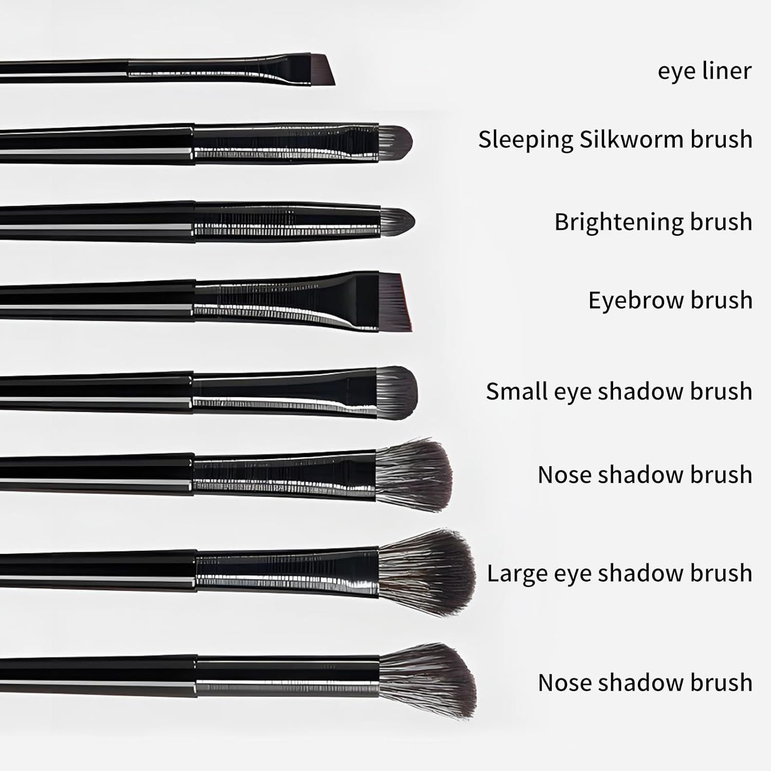 【Promotion】8pcs Eyeshadow Brushes Eye Makeup Brush Set for Concealer Eyeliner Eyelash Eyebrow Blending Contour Black