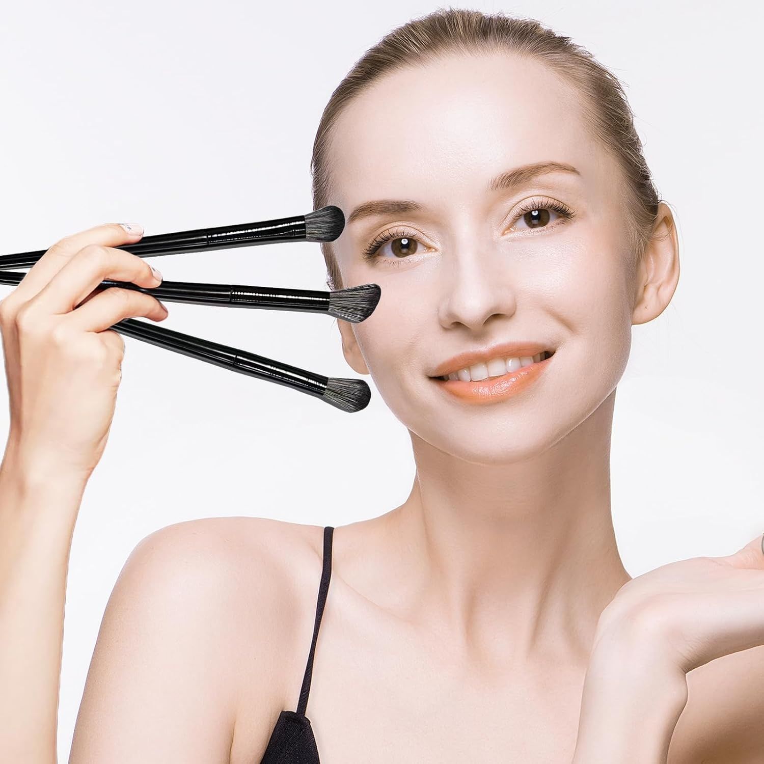 【Promotion】8pcs Eyeshadow Brushes Eye Makeup Brush Set for Concealer Eyeliner Eyelash Eyebrow Blending Contour Black