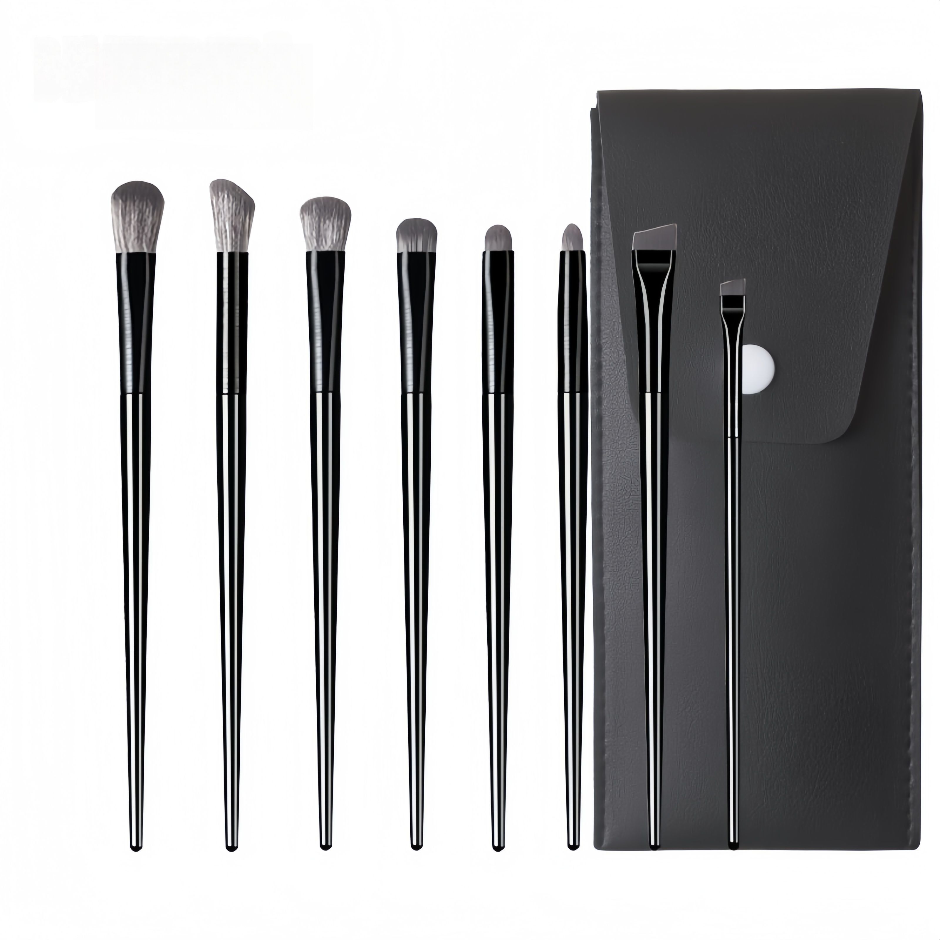 【Promotion】8pcs Eyeshadow Brushes Eye Makeup Brush Set for Concealer Eyeliner Eyelash Eyebrow Blending Contour Black