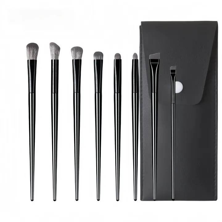 【Promotion】8pcs Eyeshadow Brushes Eye Makeup Brush Set for Concealer Eyeliner Eyelash Eyebrow Blending Contour Black