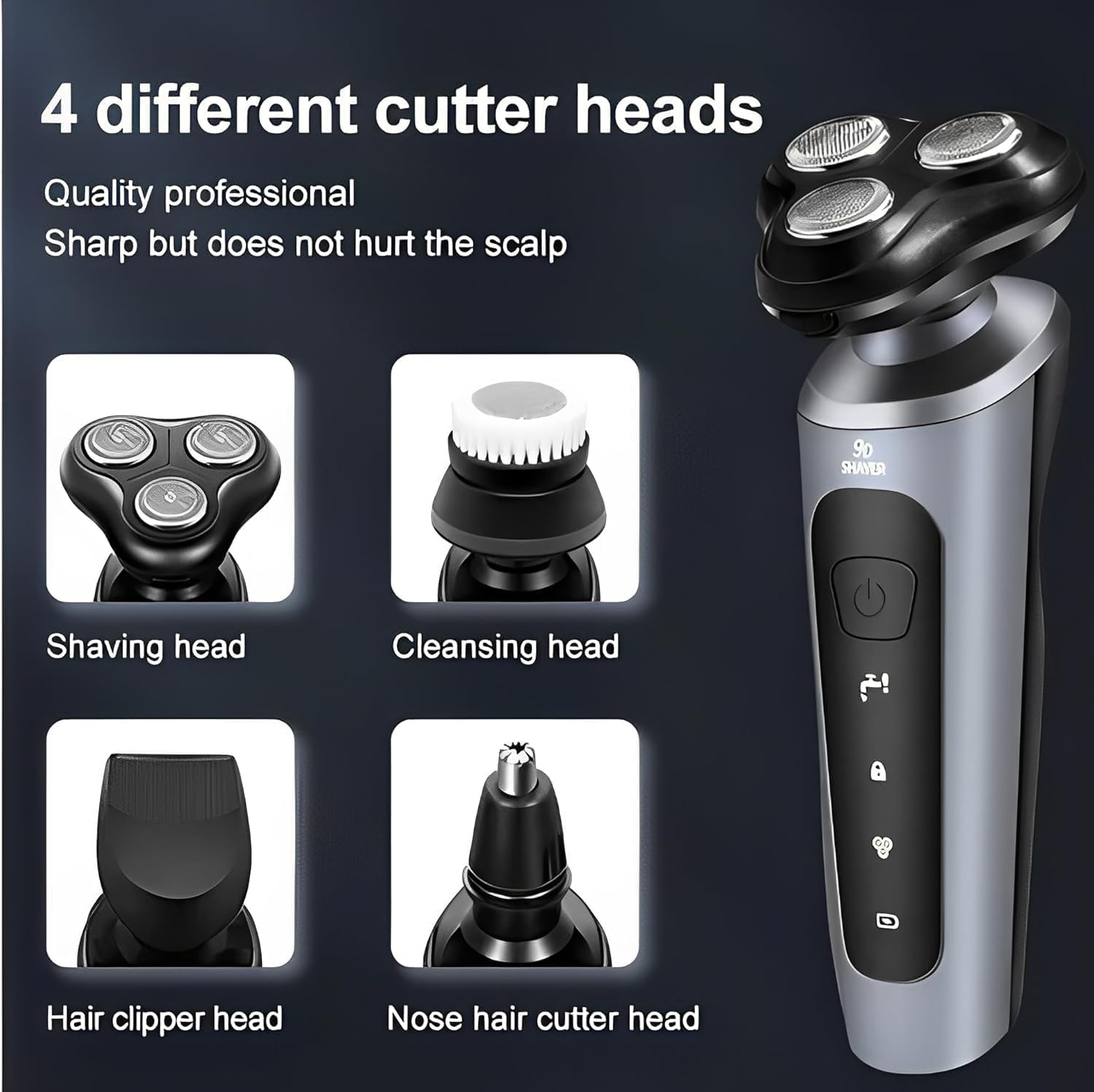 【Promotion】Electric Razor for Men, 4 In 1 Electric Shavers, Waterproof Wet/Dry Shaver for Men, Wireless Rechargeable Mens Shaver Electric Razor Grooming Kit