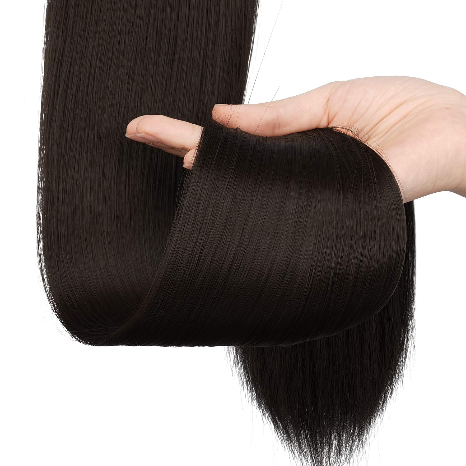 【Promotion】Straight Wrap Ponytail Extension - 24inch Long Straight Wrap Around Ponytail for Women, Synthetic Clip in Ponytails Hair Extensions Brown Pony Tails Hairpieces