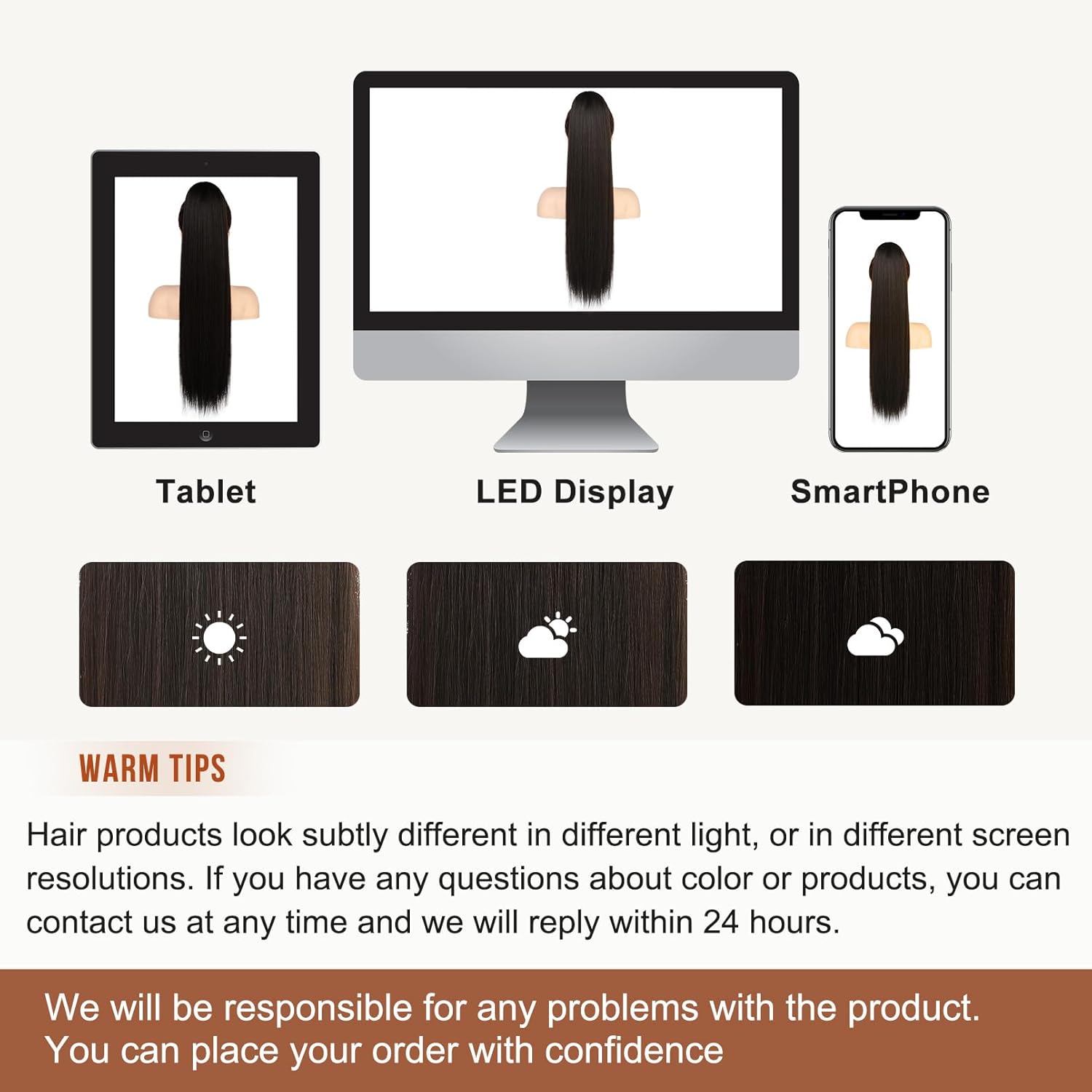 【Promotion】Straight Wrap Ponytail Extension - 24inch Long Straight Wrap Around Ponytail for Women, Synthetic Clip in Ponytails Hair Extensions Brown Pony Tails Hairpieces