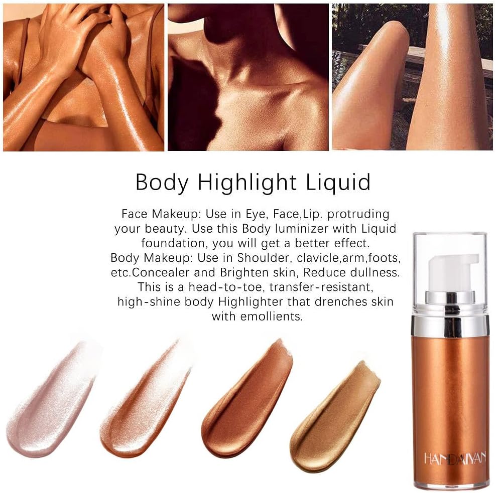 【Promotion】Face Body Shimmer Body Cream Liquid Body Highlighter Long-lasting Shine Brighten Glitter Shimmering Body Cream for All Skin Types