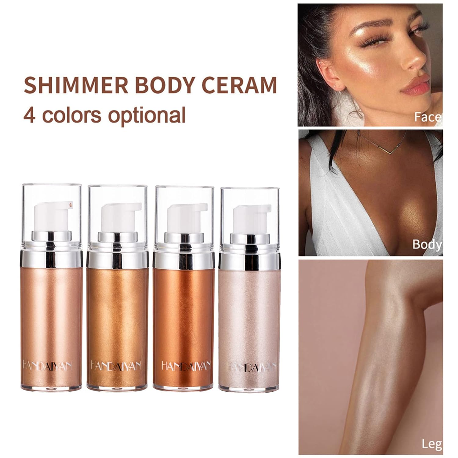 【Promotion】Face Body Shimmer Body Cream Liquid Body Highlighter Long-lasting Shine Brighten Glitter Shimmering Body Cream for All Skin Types