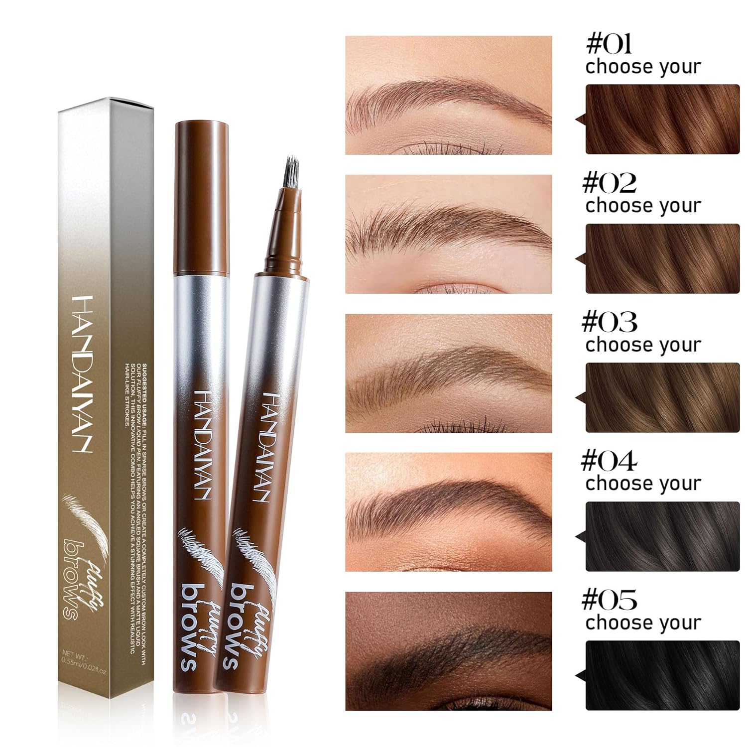 【Promotion】Waterproof Liquid Brow Pen, Microblading Eyebrow Pencil, Smudge-Proof Angled Brush, Quick-Dry Long-Lasting, Create Defined Natural Wild