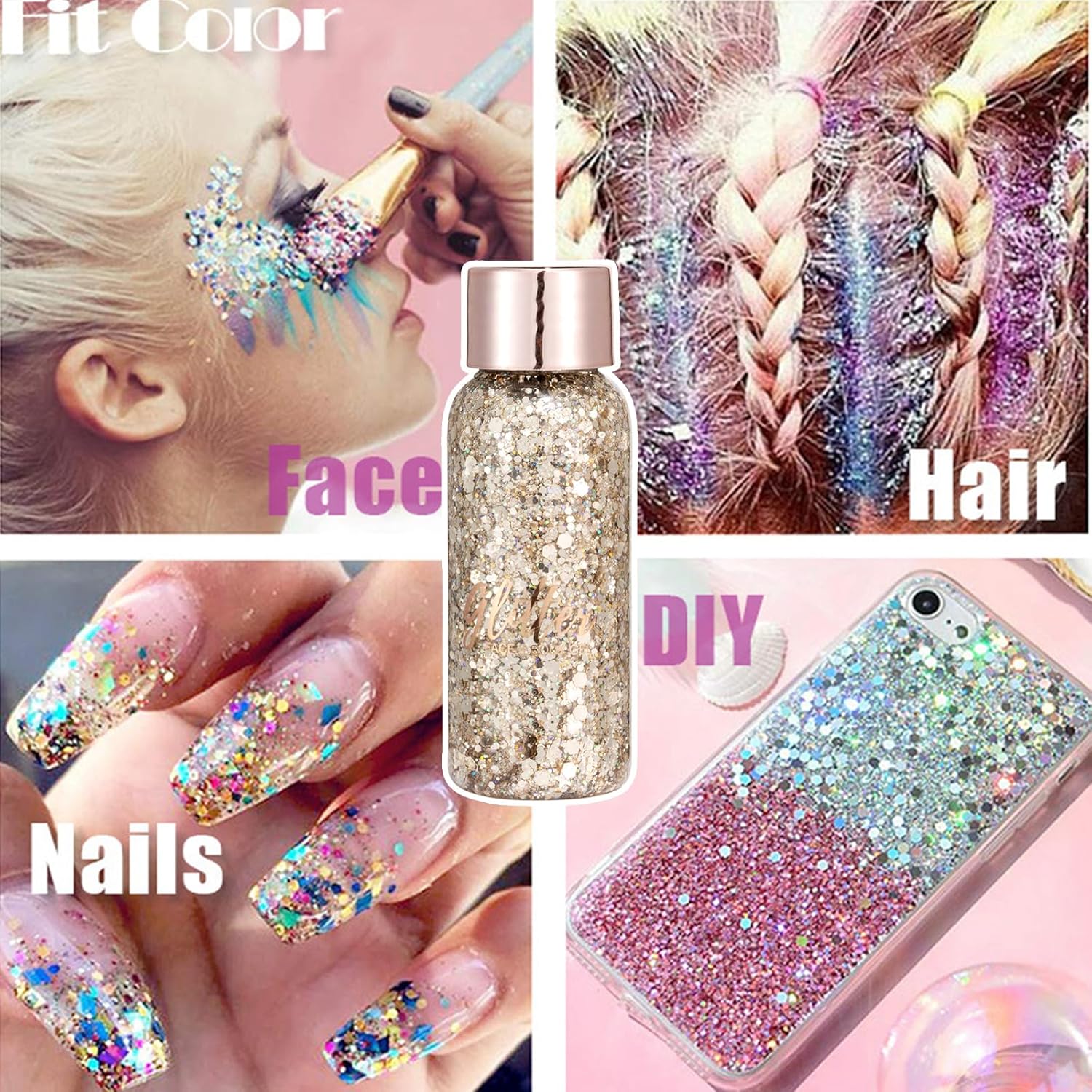 【Promotion】Mermaid Sequins Body Glitter Gel, Make Up Long Lasting Glitter for Body Face Hair Eyeshadow, Music Festival Party Carnival Long Lasting Face Glitter, No Glue Needed and Easy to Remove