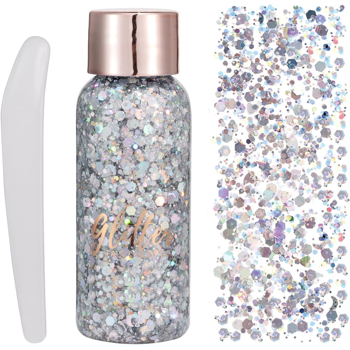 【Promotion】Mermaid Sequins Body Glitter Gel, Make Up Long Lasting Glitter for Body Face Hair Eyeshadow, Music Festival Party Carnival Long Lasting Face Glitter, No Glue Needed and Easy to Remove