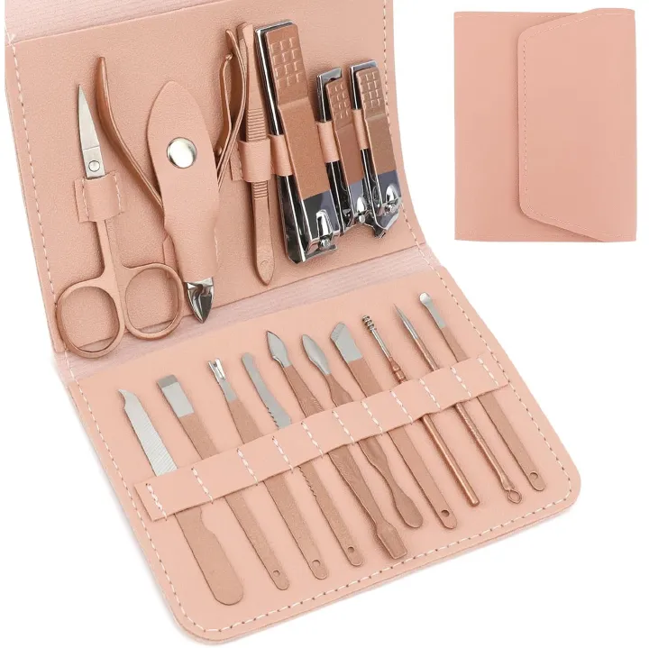 【Promotion】Manicure Set 16/18 Pieces Nail Care Set, Pedicure Care Set Women Men Nail Clippers Set Stainless Steel Nail Set Nail Care Beauty Kit Portable for Travel