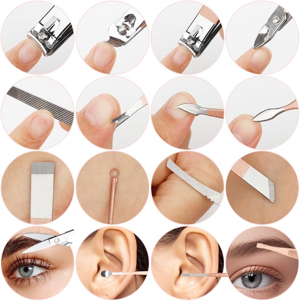 【Promotion】Manicure Set 16/18 Pieces Nail Care Set, Pedicure Care Set Women Men Nail Clippers Set Stainless Steel Nail Set Nail Care Beauty Kit Portable for Travel