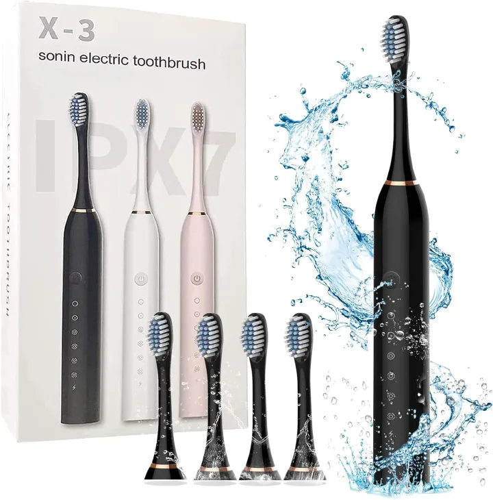 【Promotion】Sonic Electric Toothbrush, Rechargeable Power Toothbrush, 2 Minutes Smart Timer, with 4 Brush Heads 6 Cleaning Modes IPX7 Waterproof Cleaning Toothbrushes for Adults
