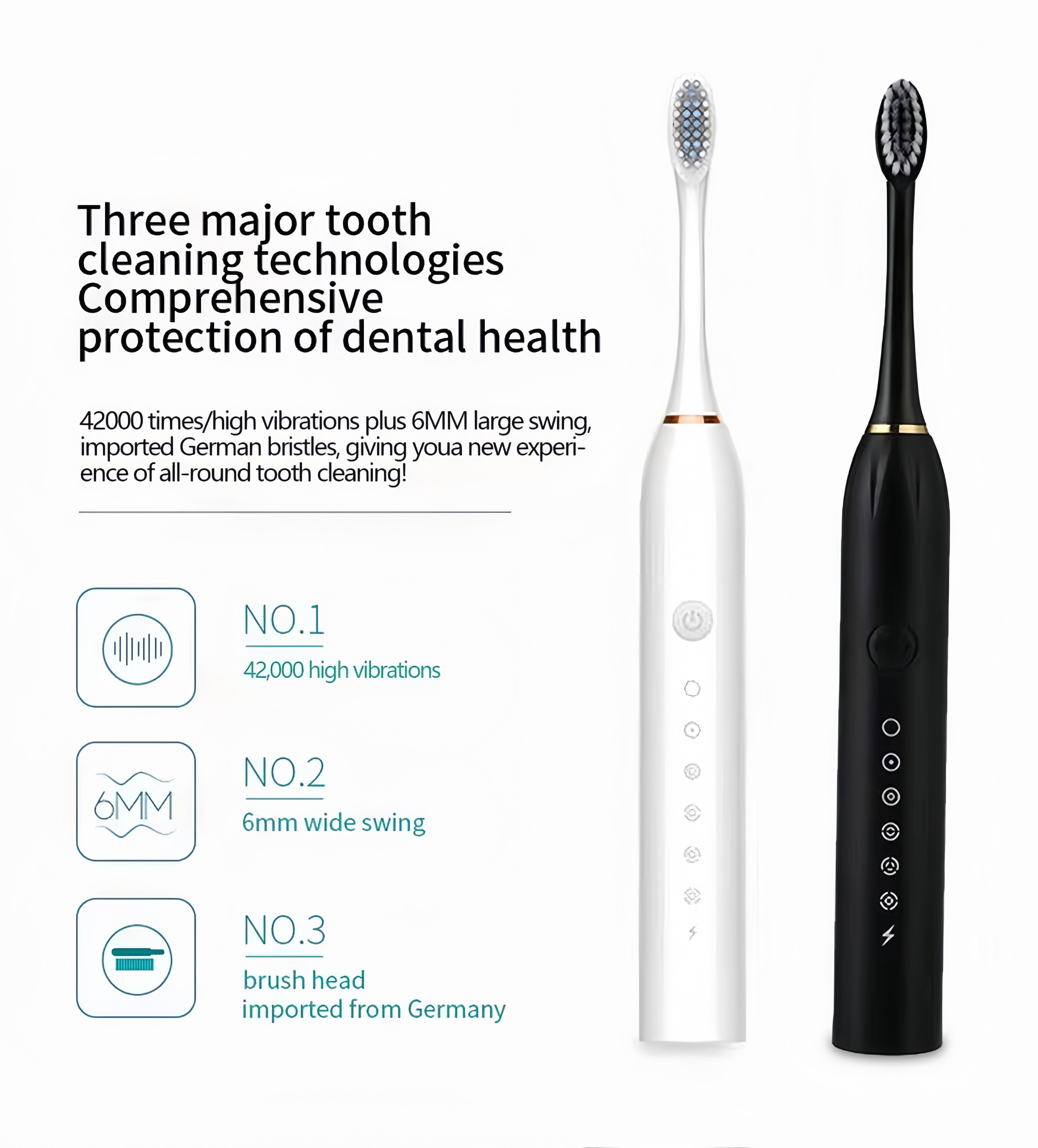 【Promotion】Sonic Electric Toothbrush, Rechargeable Power Toothbrush, 2 Minutes Smart Timer, with 4 Brush Heads 6 Cleaning Modes IPX7 Waterproof Cleaning Toothbrushes for Adults