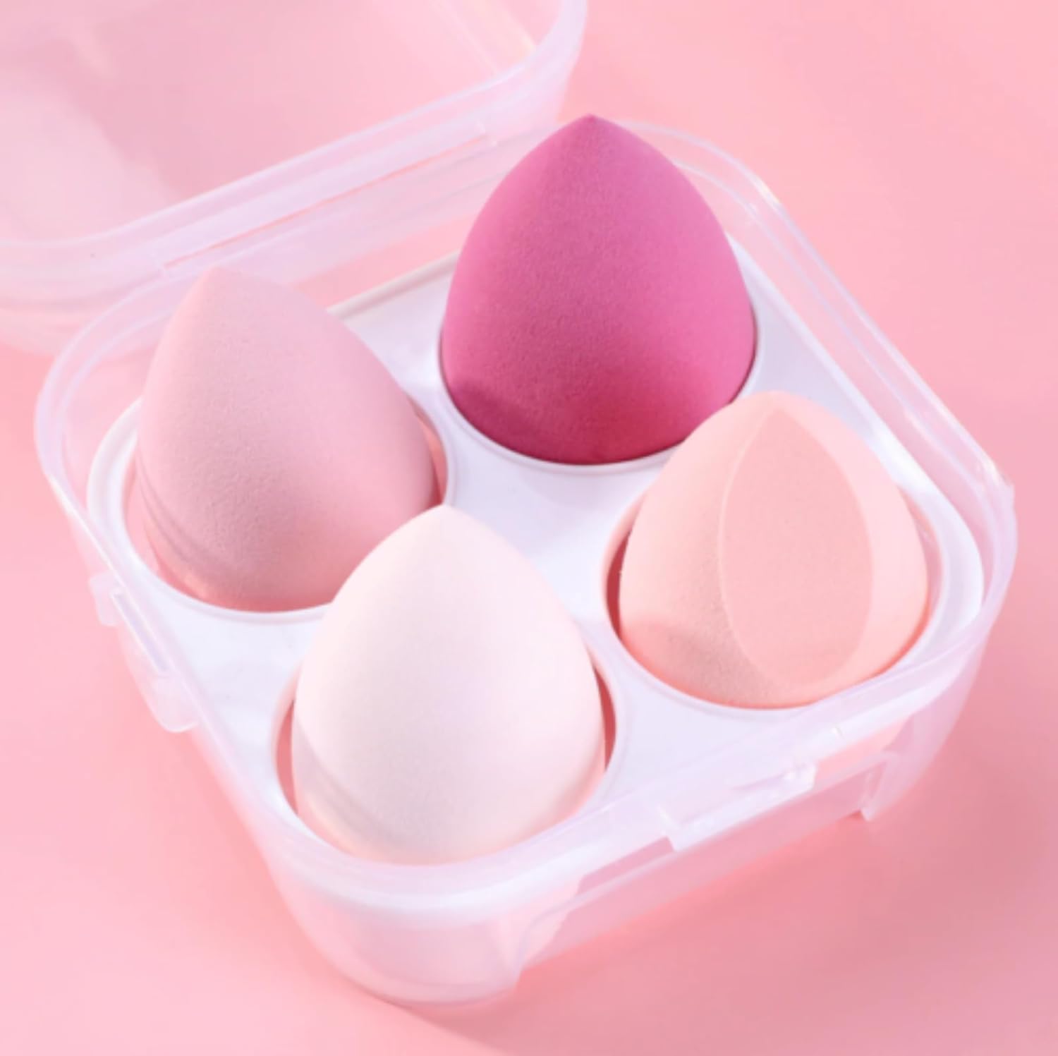 【Clearance Sale】4 Pcs Oval Synthetic Makeup Sponges Blender Set - Pink Beauty Sponge Foundation Blending Blender - Latex-Free, Dry/Wet Use - Cosmetic Makeup Accessories