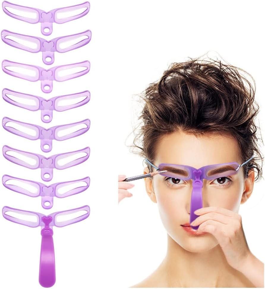【Clearance Sale】Eyebrow Stencils, Eyebrow Template, Eyebrow Shaping Kit,8 Styles Reusable Eyebrow Stencil with Handle and Strap, Washable