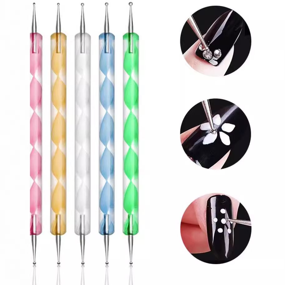 Nail Art Brushes,3D Nail Art Paiting Polish Design Kit with 15 Nail Gel Brushes, Nail Dotting Pen 5pcs, 12 Colors Nail Rinestones 10 Adhesive Nail Striping Tape for False Acrylic Nails