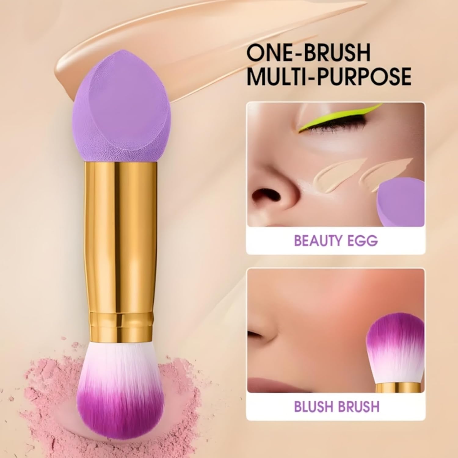【Clearance Sale】3 Pcs Foundation Sponge Powder Puff, Double Ended Makeup Sponge Brush Two in One Multi Function Foundation Sponge Brush,with Handles, Dry-Wet Separation, with 3 Sponge Shapes