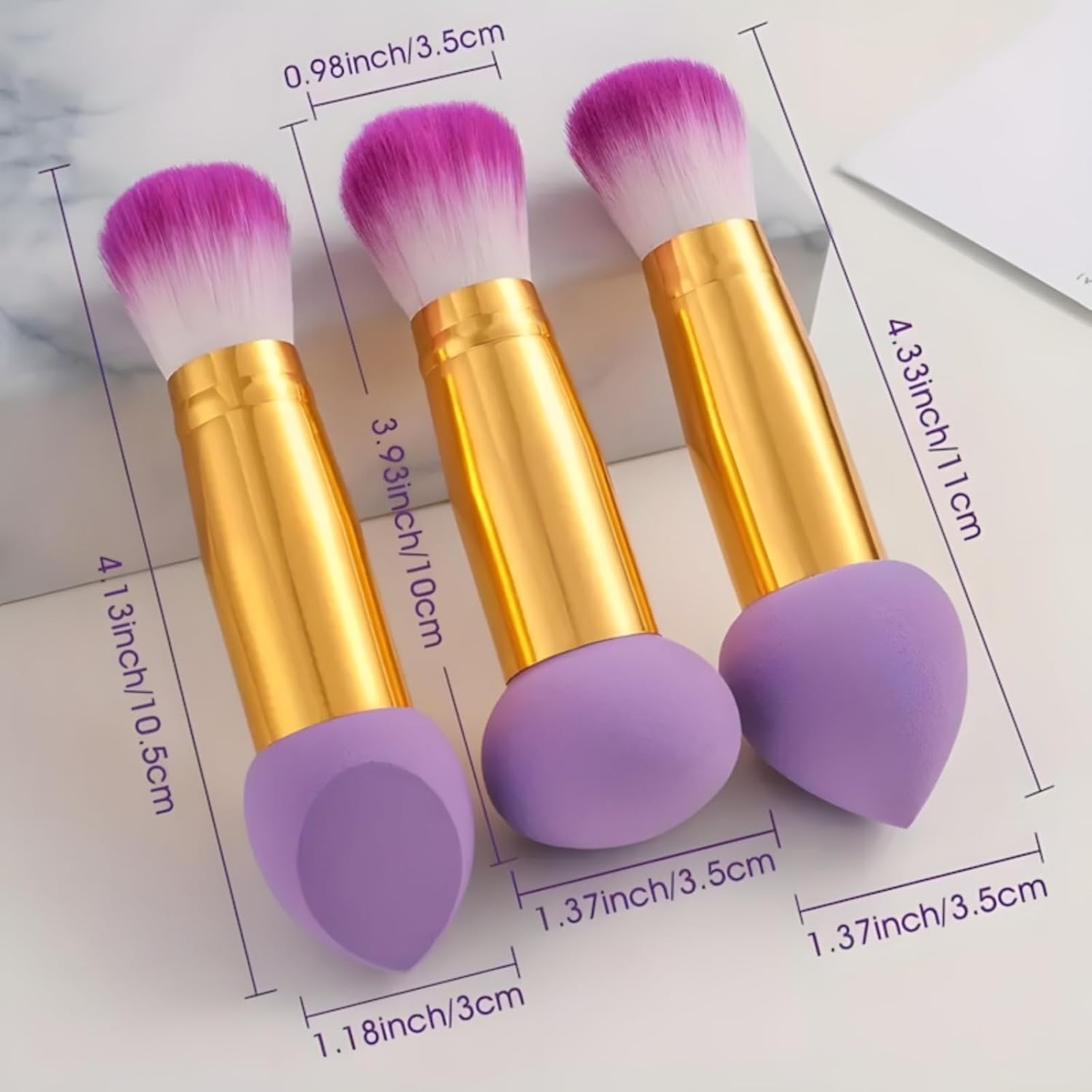 【Clearance Sale】3 Pcs Foundation Sponge Powder Puff, Double Ended Makeup Sponge Brush Two in One Multi Function Foundation Sponge Brush,with Handles, Dry-Wet Separation, with 3 Sponge Shapes