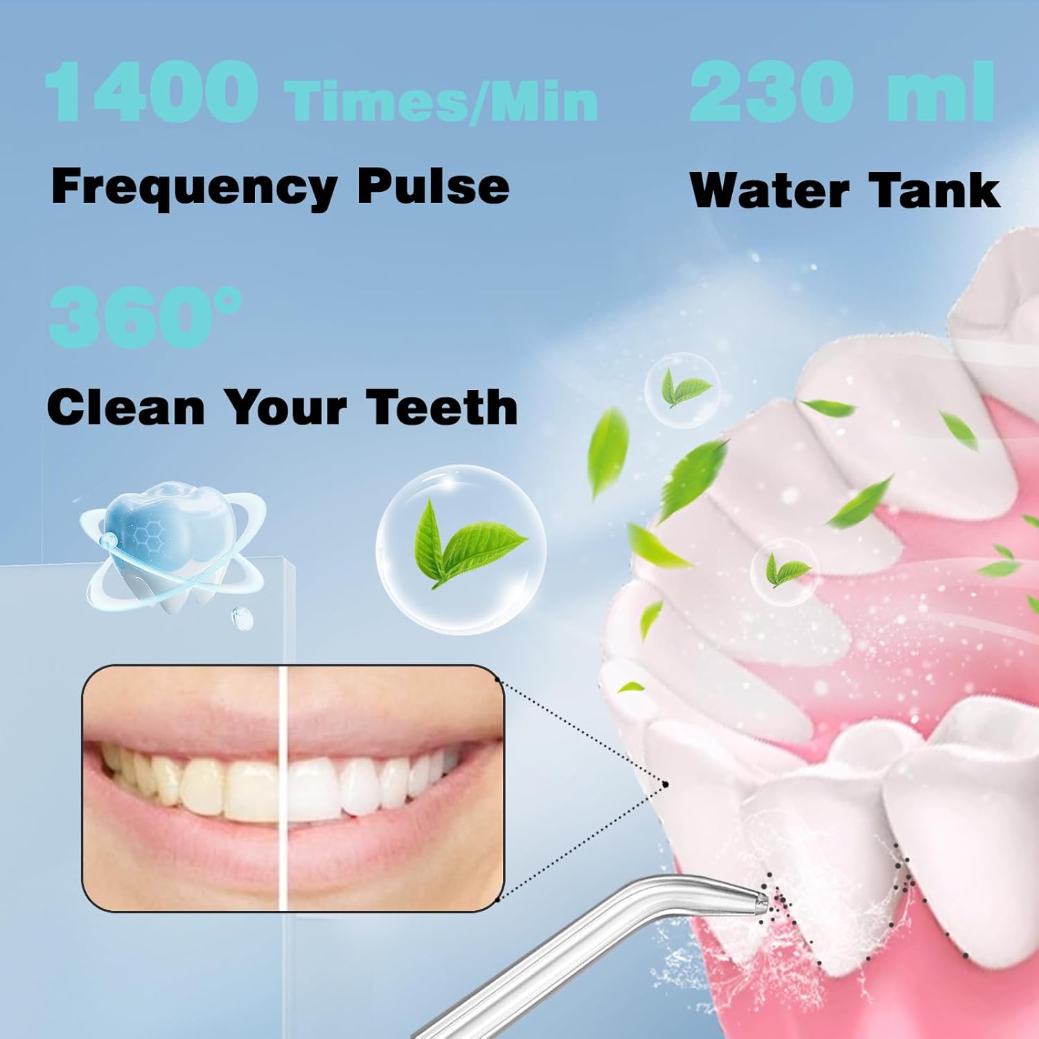 Electric Water Flosser Cordless for Teeth 3 Modes 4 Jet Tips Cleaning and Flossing Water Dental Portable Floss Irrigator Oral Water Flossed Rechargeable Tonsil Stone Travel Adults
