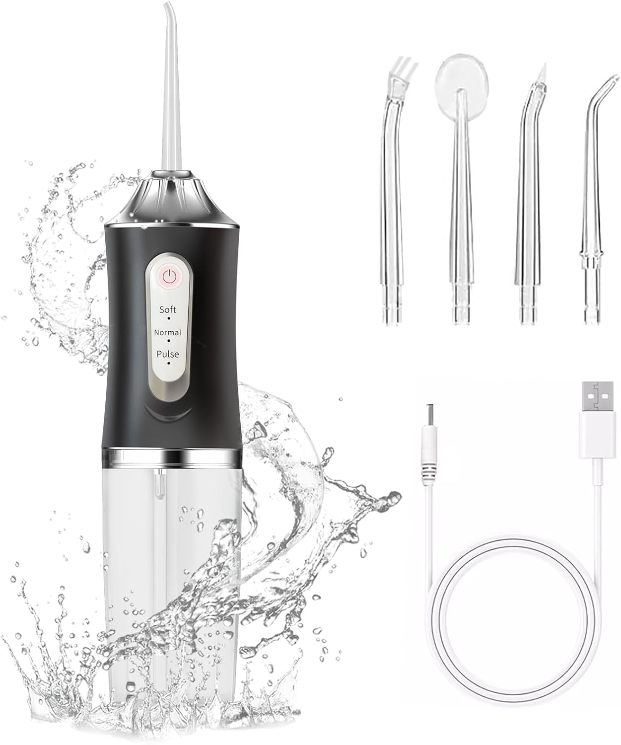 Electric Water Flosser Cordless for Teeth 3 Modes 4 Jet Tips Cleaning and Flossing Water Dental Portable Floss Irrigator Oral Water Flossed Rechargeable Tonsil Stone Travel Adults