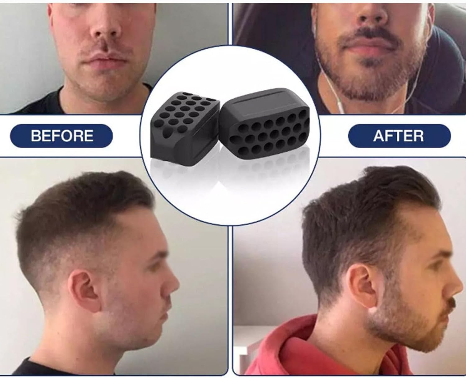 6pcs Silicone Jaw Trainers for Adults - 3 Resistance Levels, Non-Electric Jawline Exerciser in Clear, Light Gray & Black - Enhances Facial Toning & Strengthening, Jaw Exerciser