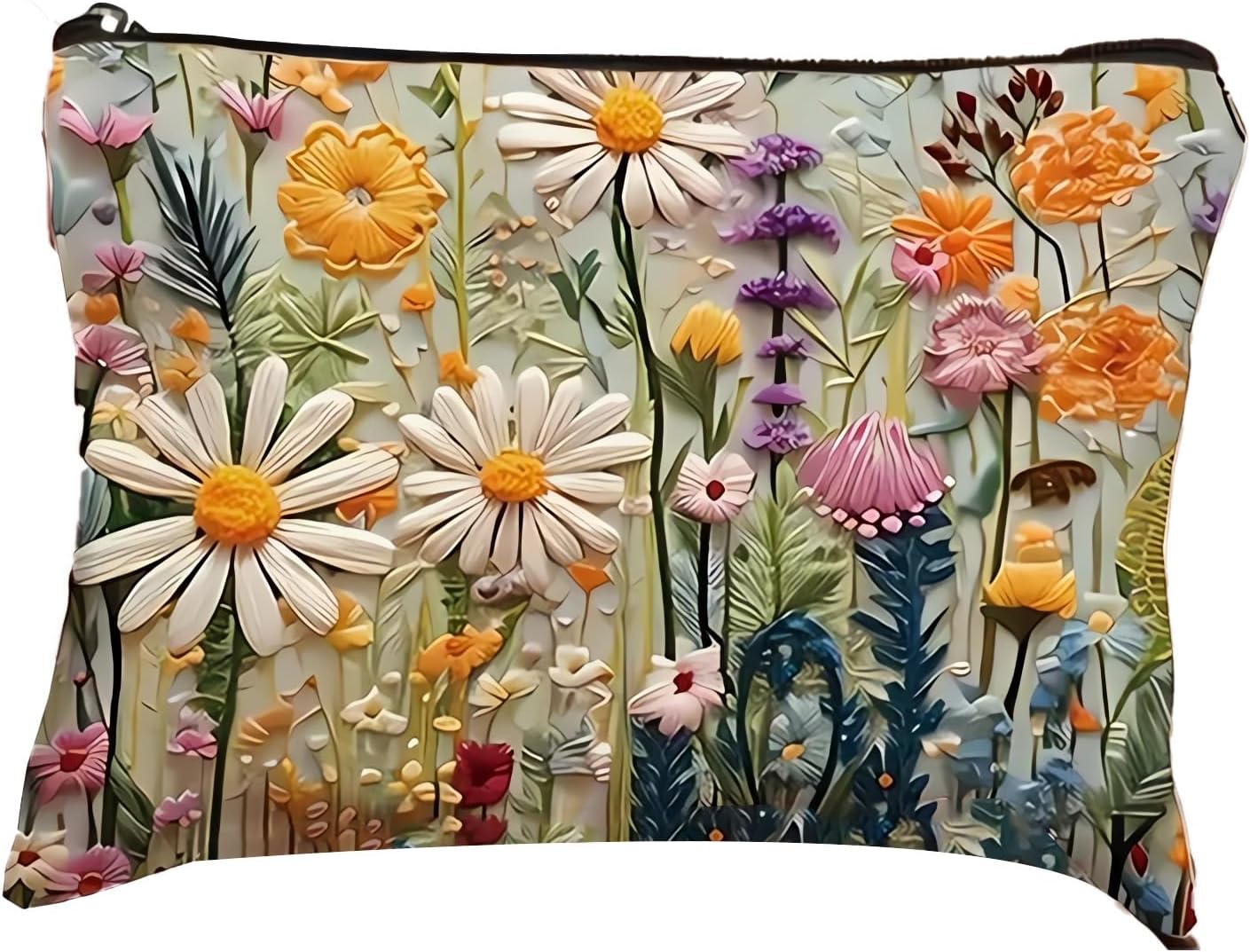 1pc Vibrant Floral Makeup & Toiletry Organizer Bag - Durable Reusable Foldable Travel Cosmetic Case with Zipper Closure, Portable Cosmetic Pouch for Women, Artistic Design