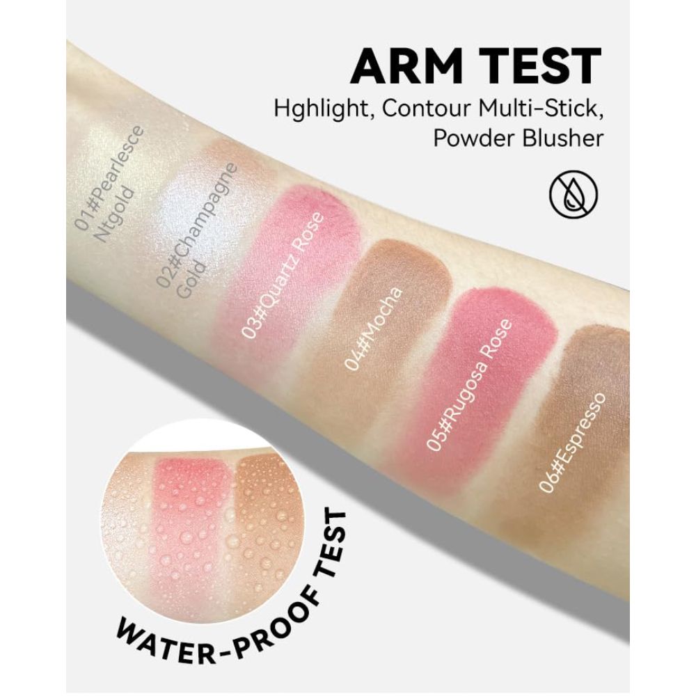 Cream Blush Contour Highlighter Stick for Cheeks Eyes Lips Lightweight Dewy Finish Blush Stick Waterproof Long Lasting Contour Stick Trio Wand Face Makeup Set for Girls and Women
