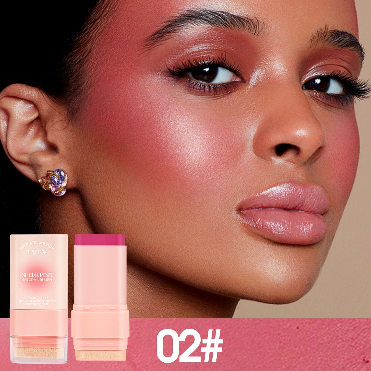 【Clearance Sale】Multi Functional Blush Stick Waterproof Long Lasting Easy Color Delicate Moisturing Pink Blush In Bar Matte Cosmetics Stick