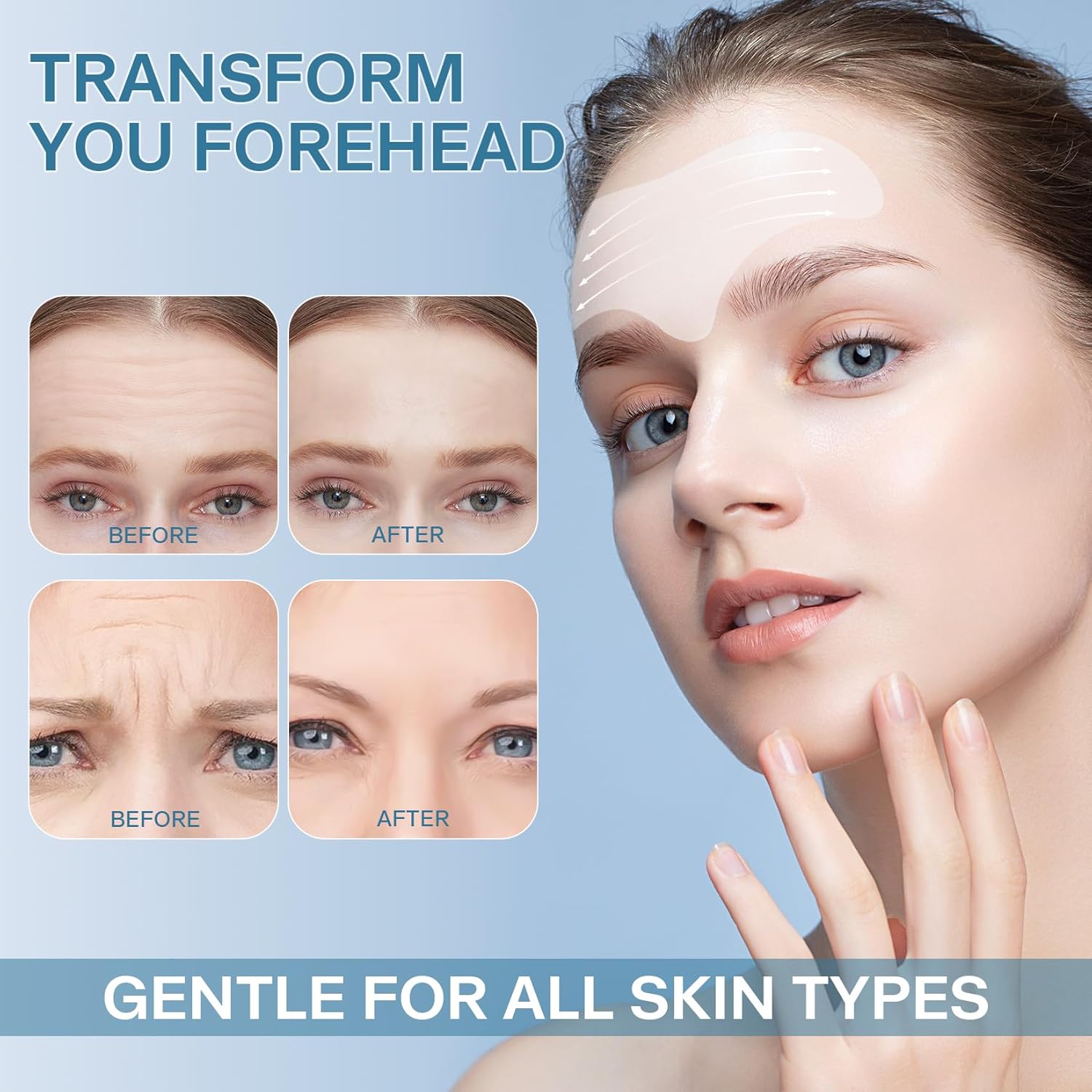 【Clearance Sale】10Pcs Forehead Wrinkle Patches, Anti-Wrinkle Facial Patches, Wrinkles Treatment Patches, Girls Women for Face Overnight to Smoothing Fine Frown Lines