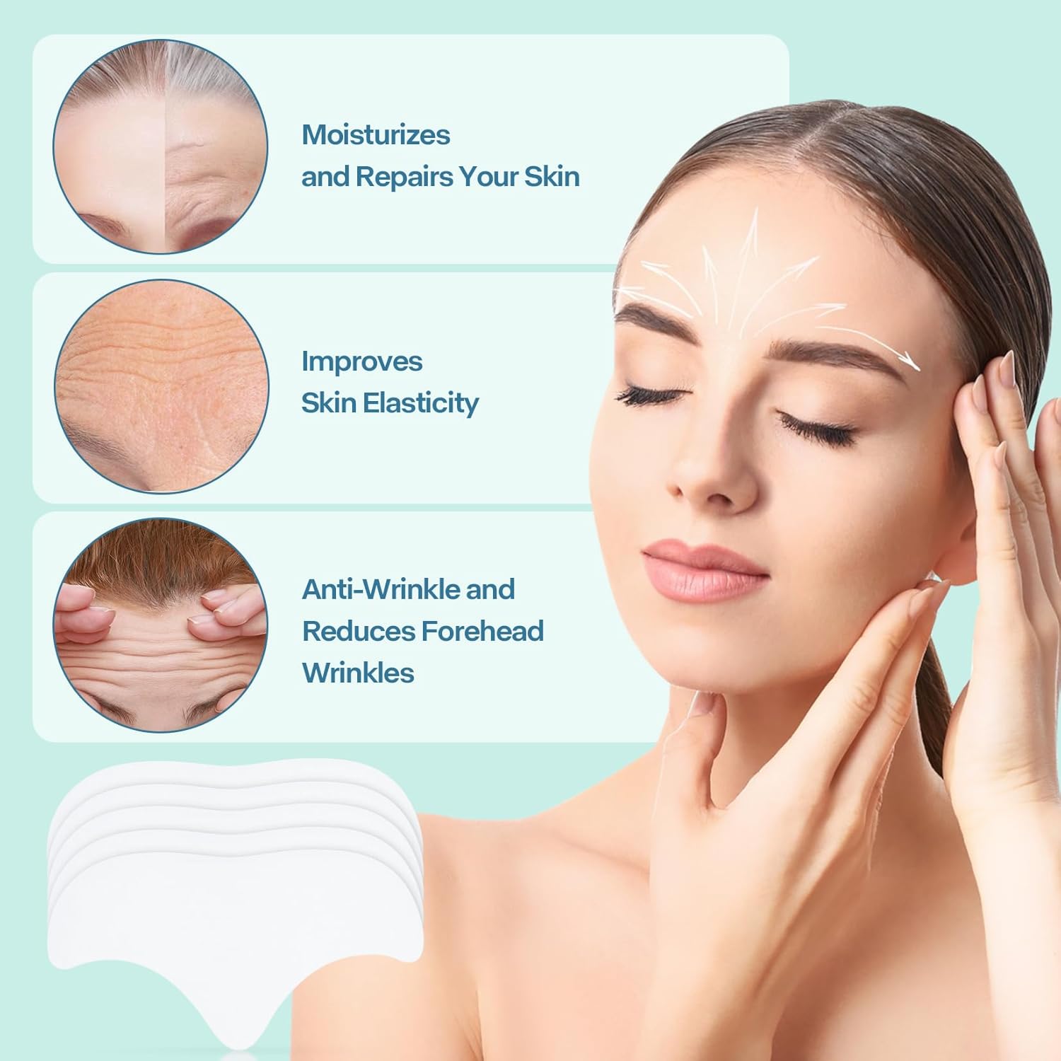 【Clearance Sale】10Pcs Forehead Wrinkle Patches, Anti-Wrinkle Facial Patches, Wrinkles Treatment Patches, Girls Women for Face Overnight to Smoothing Fine Frown Lines