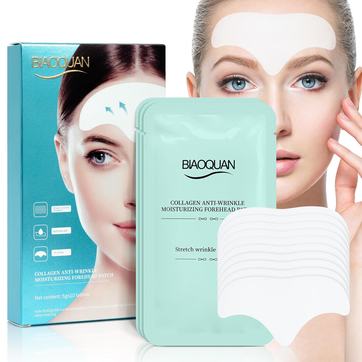 【Clearance Sale】10Pcs Forehead Wrinkle Patches, Anti-Wrinkle Facial Patches, Wrinkles Treatment Patches, Girls Women for Face Overnight to Smoothing Fine Frown Lines