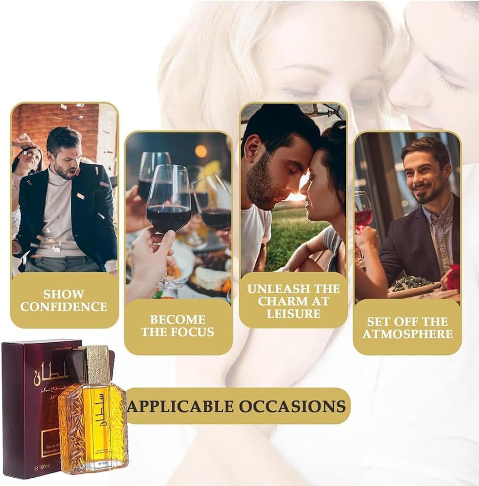 100ML Dubai Men's Perfume - Elegant Long Lasting Scent, Dubai Sultan Gold Fragrances Fragrances Oil, Unique Halal Toilette Perfumes, Arabian Retro Perfumes for Men More Attractive