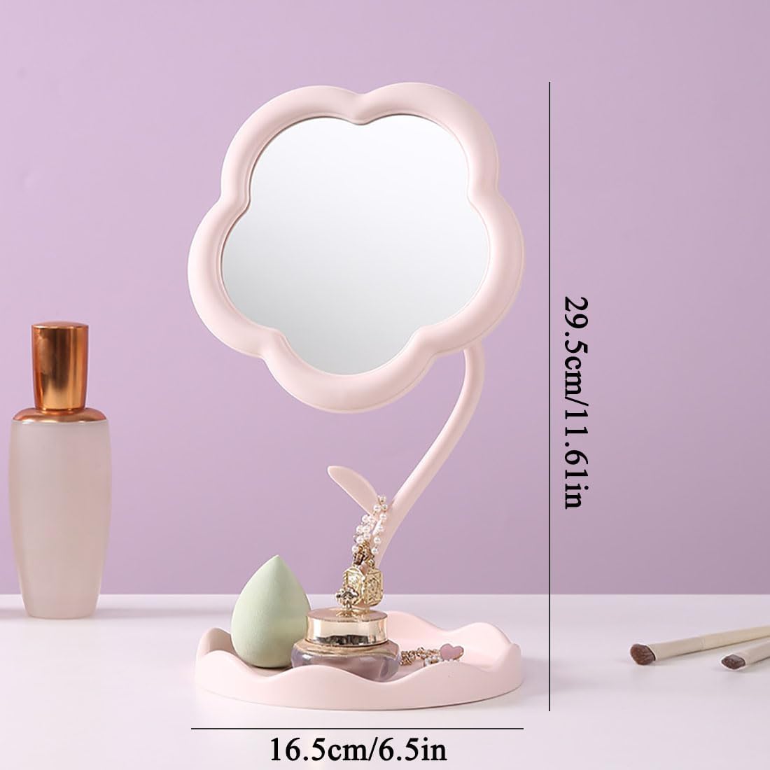 Flower-Shaped Makeup Mirror for Desk Vanity Mirror for Bedroom,Living Room and Minimal Spaces Room Decor Home Decorations