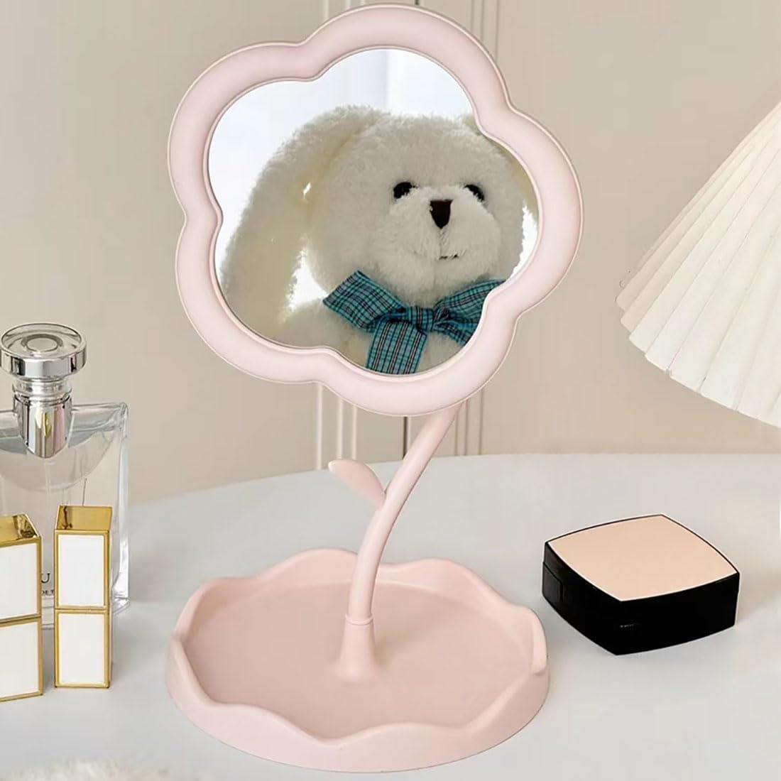 Flower-Shaped Makeup Mirror for Desk Vanity Mirror for Bedroom,Living Room and Minimal Spaces Room Decor Home Decorations