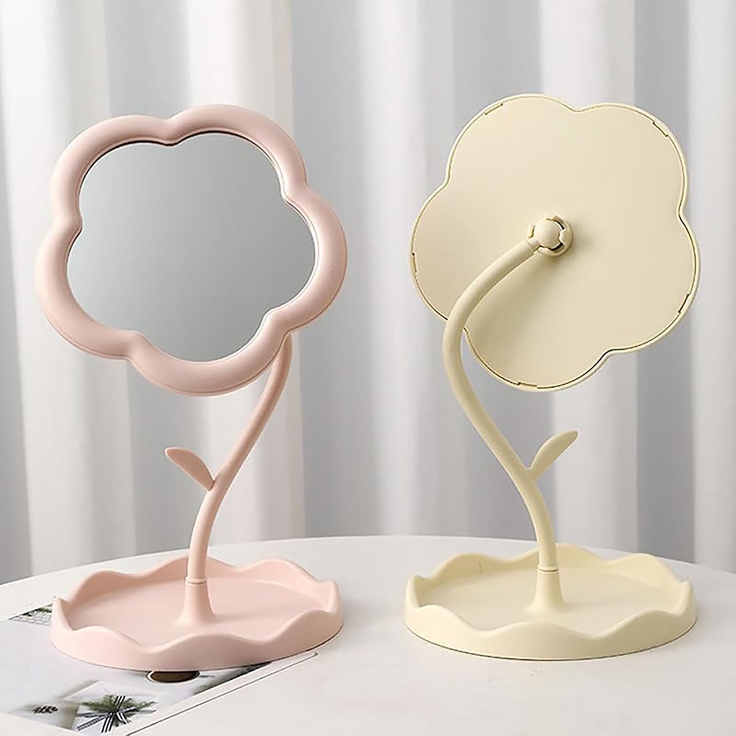 Flower-Shaped Makeup Mirror for Desk Vanity Mirror for Bedroom,Living Room and Minimal Spaces Room Decor Home Decorations
