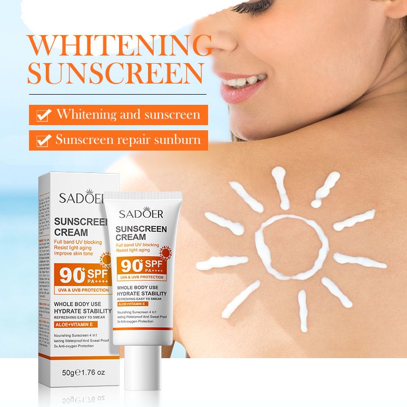 【Clearance Sale】SADOER Face Sunscreen Cream SPF90+ PA+++,Travel Size Sunscreen for Face,Lightweight Sun Cream for All Skin Types,Moisturizing Sunblock Long Lasting Non-greasy Facial Moisturizer