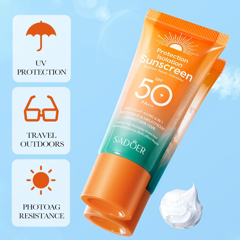 SADOER Sunscreen SPF 50 Face Sun Protective Cream Anti UVA/UVB Face Sun Cream Sun Secure Face and Body Sun Cream Moisturizing Sun Cream Sun Protection Milk 50g