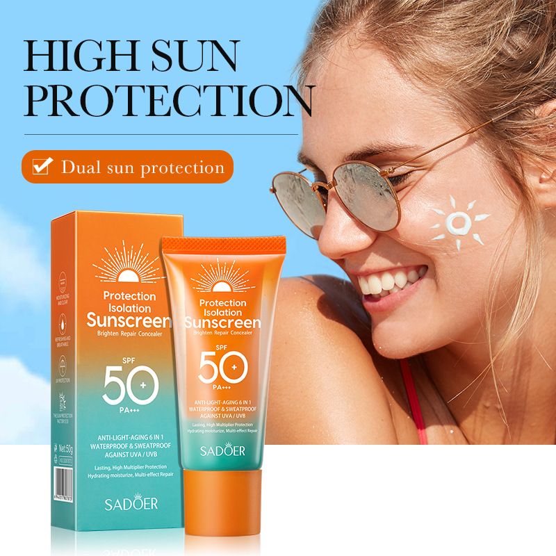 SADOER Sunscreen SPF 50 Face Sun Protective Cream Anti UVA/UVB Face Sun Cream Sun Secure Face and Body Sun Cream Moisturizing Sun Cream Sun Protection Milk 50g