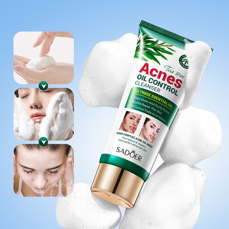 【Clearance Sale】SADOER Tea Tree Facial Cleanser Whitening Deep Cleansing Oil Control Moisturizing Face Wash Hot Selling Mild 100g