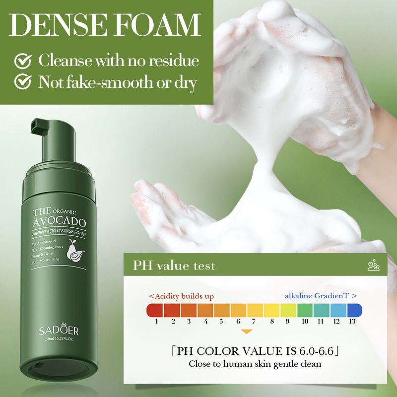 【Clearance Sale】SADOER Avocado Amino Acid Moisturizing Cleansing Foam Deep Cleansing Exfoliating Moisturizing Facial Products Avocado Skin Care Products Deep Cleaning Body Wash Vitamin E