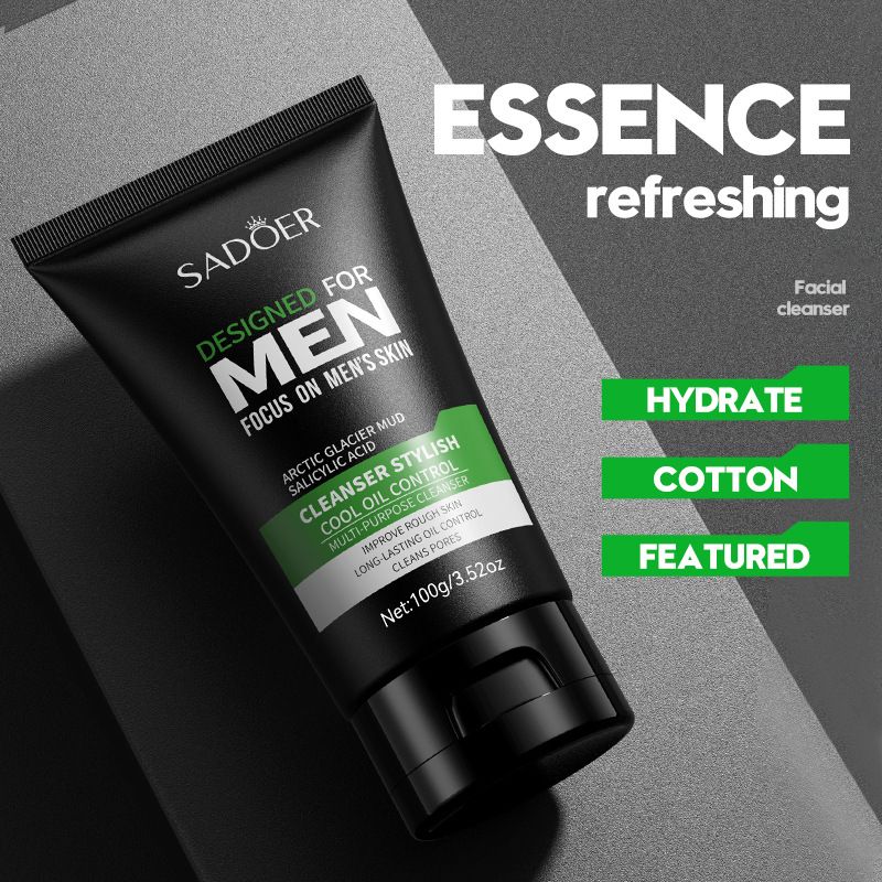 【Clearance Sale】SADOER Cool and Refreshing Men Multi-Function Facial Cleanser Deeply Cleanses the Face, Controls Oil, and Provides Gentle Care 100g