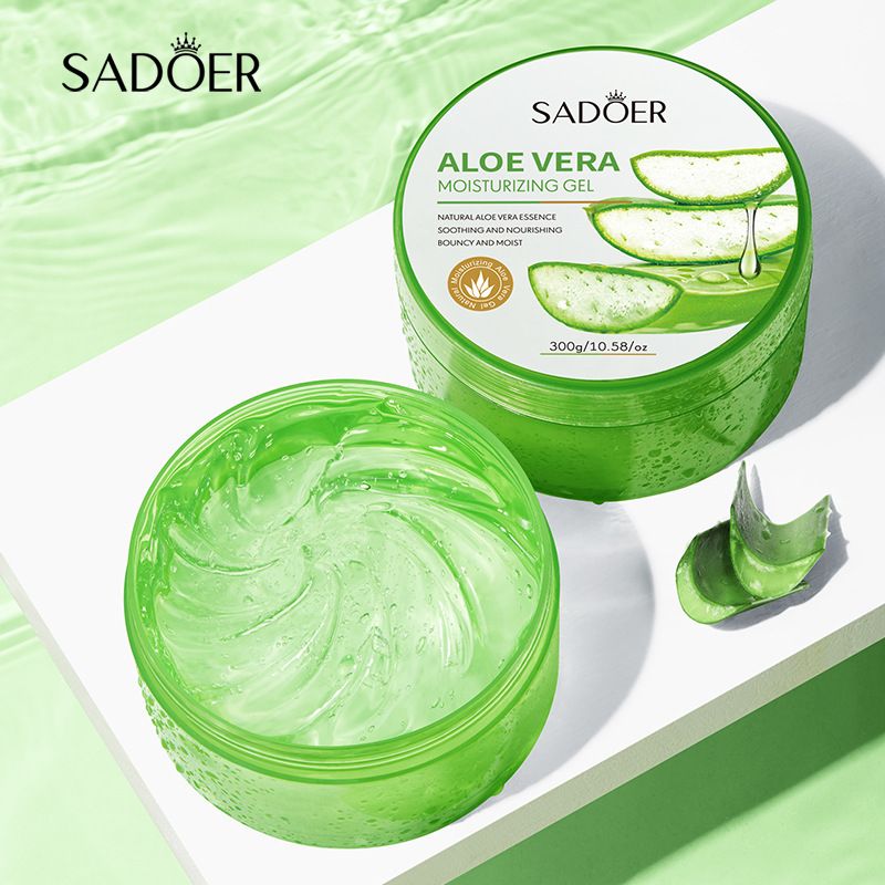 SADOER Gel for Face, Skin, Hair & Sunburn Relief, Made with 100% Pure Aloe Gel for All Skin Types,300g