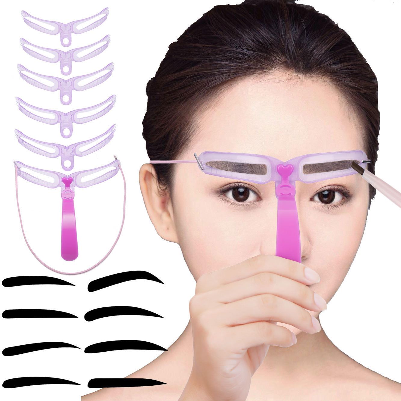 【Clearance Sale】Eyebrow Stencils, Eyebrow Template, Eyebrow Shaping Kit,8 Styles Reusable Eyebrow Stencil with Handle and Strap, Washable