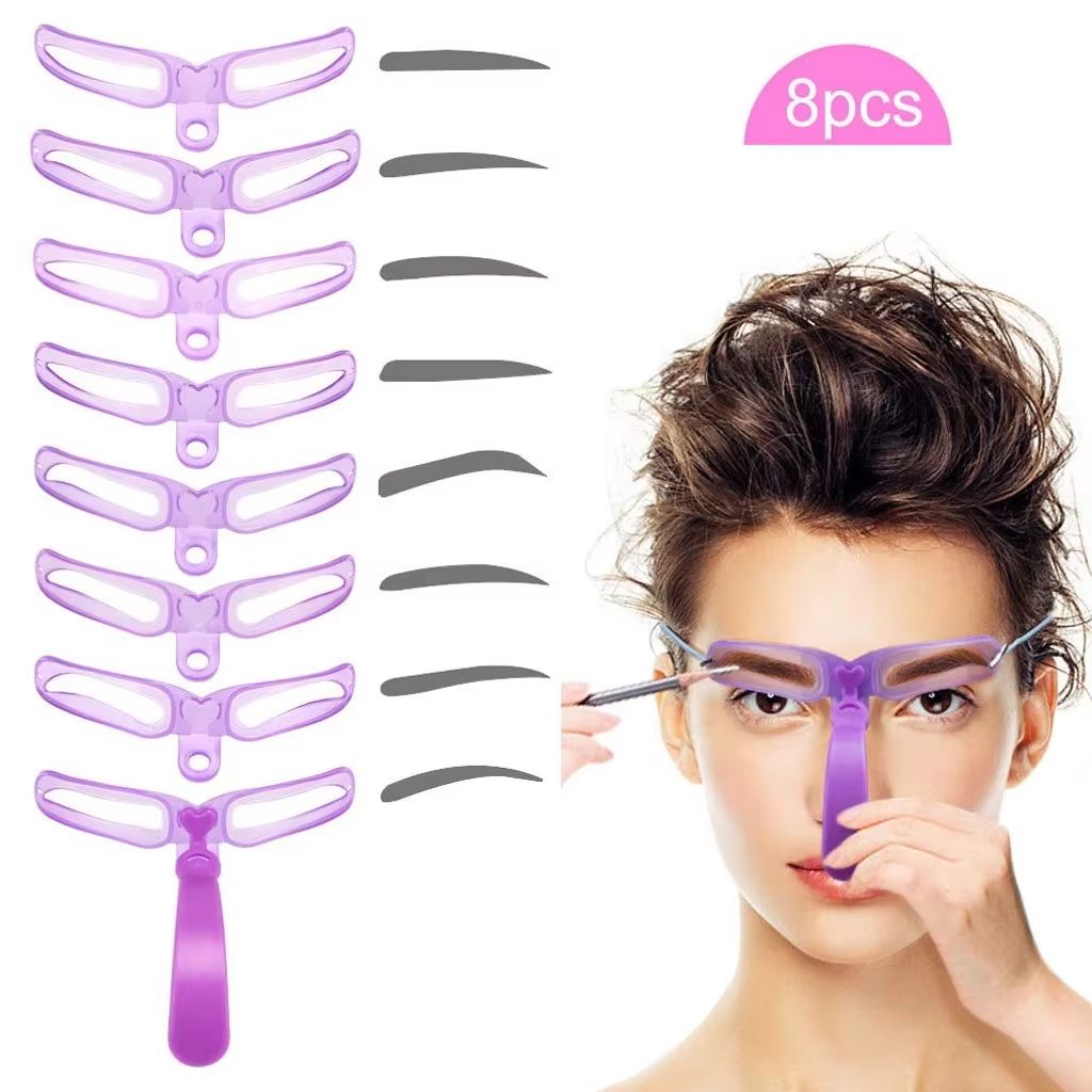 【Clearance Sale】Eyebrow Stencils, Eyebrow Template, Eyebrow Shaping Kit,8 Styles Reusable Eyebrow Stencil with Handle and Strap, Washable
